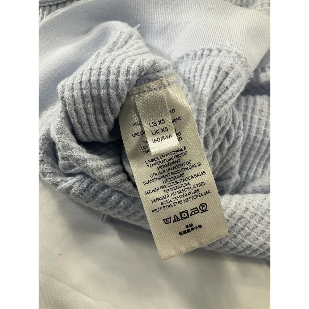Free People We the Free Buttercup Distressed Thermal Shirt Sz XS lBaby Blue 247